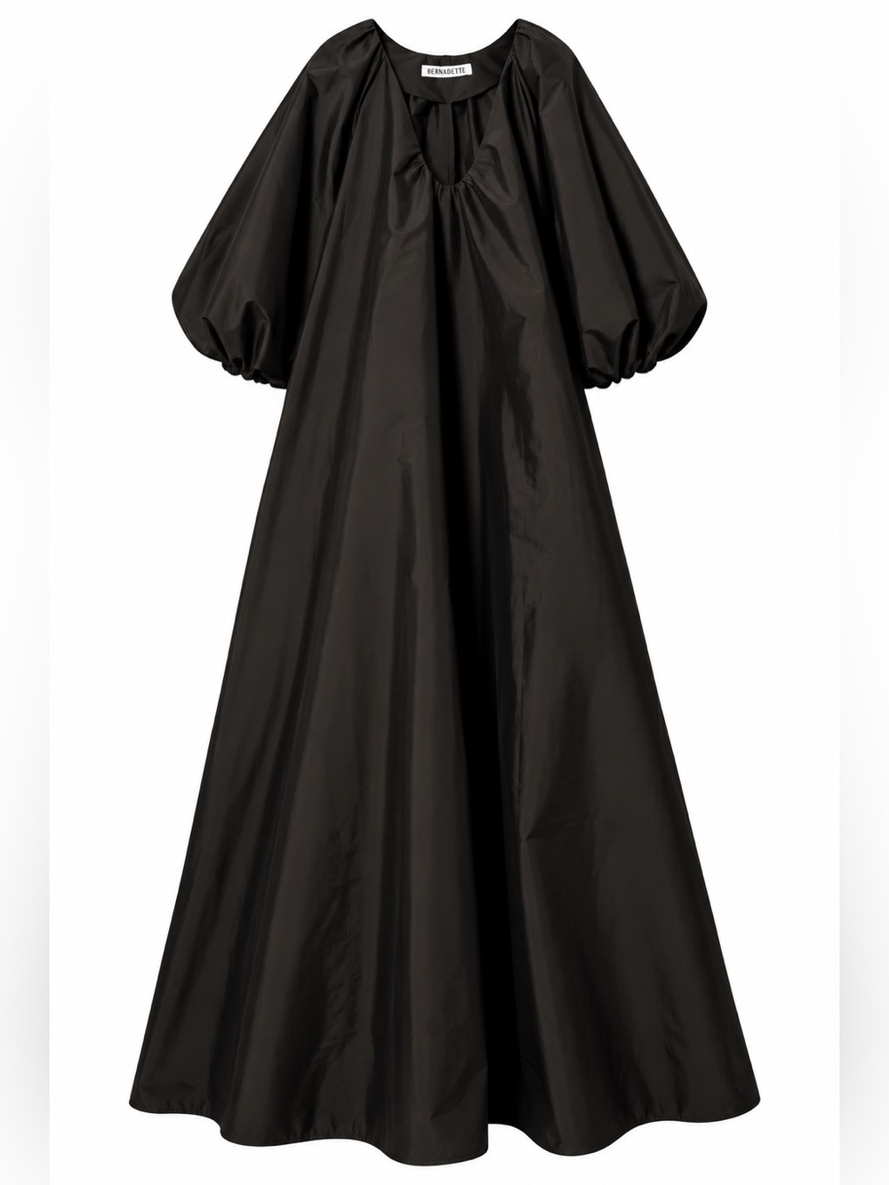 BERNADETTE George Gathered Taffeta Maxi Dress – Black – Size 36 – NWT